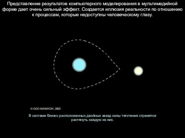 В системе близко расположенных двойных звезд силы тяготения стремятся растянуть каждую из