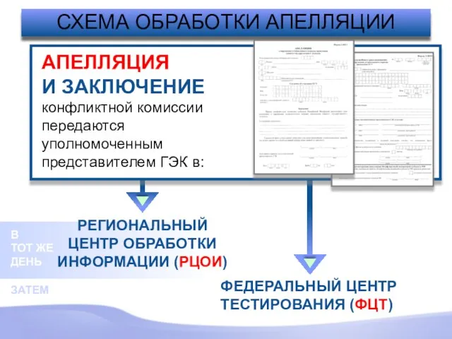 В ТОТ ЖЕ ДЕНЬ СХЕМА ОБРАБОТКИ АПЕЛЛЯЦИИ РЕГИОНАЛЬНЫЙ ЦЕНТР ОБРАБОТКИ ИНФОРМАЦИИ (РЦОИ)