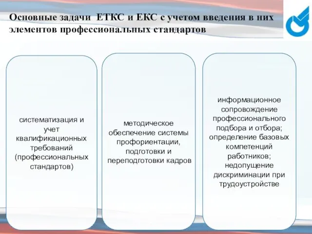 Основные задачи ЕТКС и ЕКС с учетом введения в них элементов профессиональных