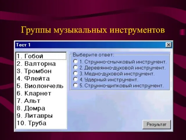 Группы музыкальных инструментов