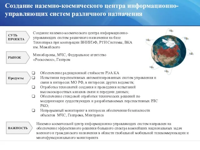 Обеспечение радиационной стойкости РЭА КА Испытания перспективных автоматизированных систем управления и связи