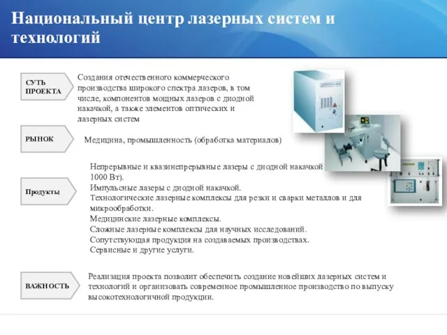 Непрерывные и квазинепрерывные лазеры с диодной накачкой (мощность 10 – 1000 Вт).