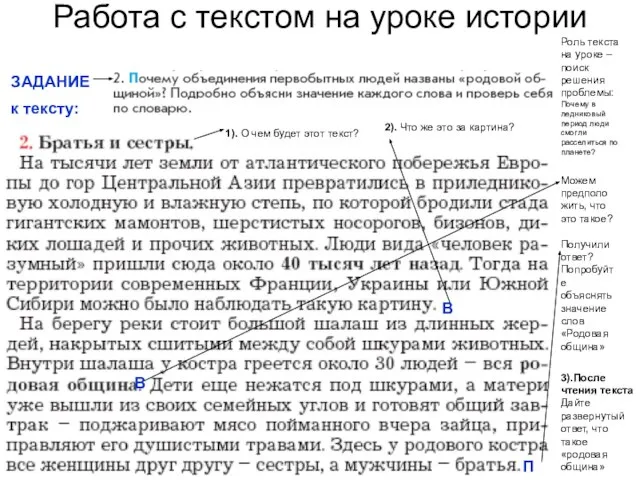 Работа с текстом на уроке истории 1). О чем будет этот текст?