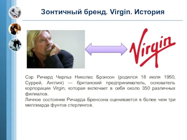 Зонтичный бренд. Virgin. История Сэр Ричард Чарльз Николас Брэнсон (родился 18 июля