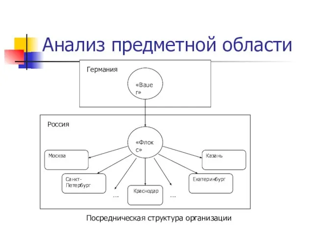 Анализ предметной области Посредническая структура организации