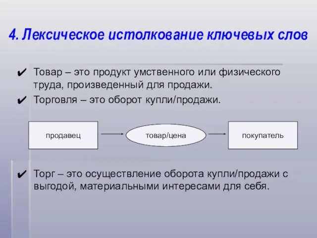 Товар – это продукт умственного или физического труда, произведенный для продажи. Торговля