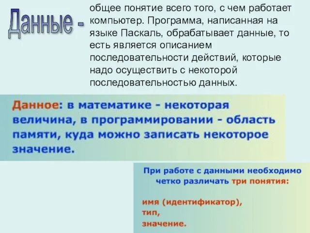 общее понятие всего того, с чем работает компьютер. Программа, написанная на языке