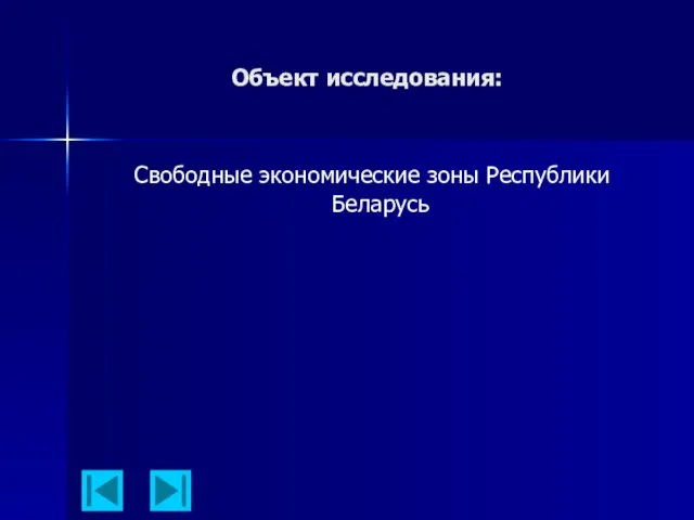 Объект исследования: Свободные экономические зоны Республики Беларусь