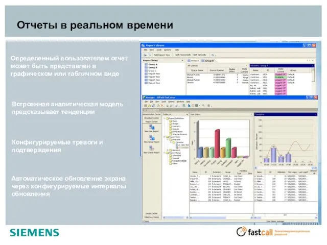 Определенный пользователем отчет может быть представлен в графическом или табличном виде Отчеты