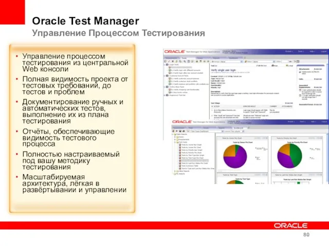 Oracle Test Manager Управление Процессом Тестирования Управление процессом тестирования из центральной Web