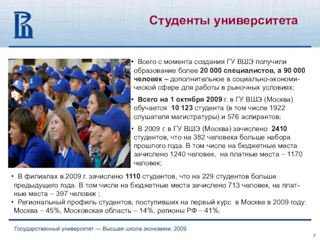 Студенты университета Всего с момента создания ГУ ВШЭ получили образование более 20