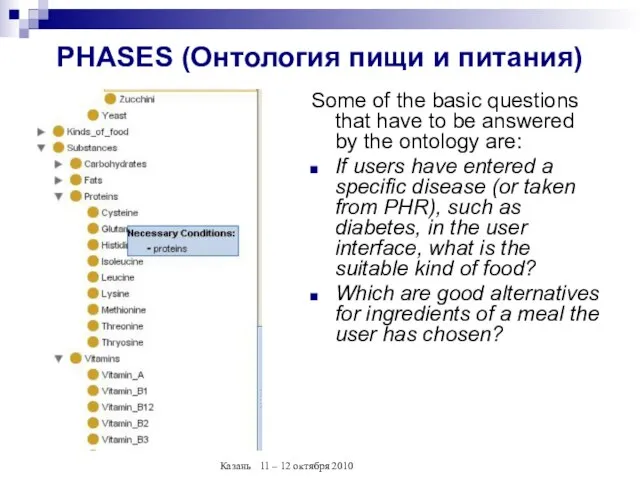 PHASES (Онтология пищи и питания) Some of the basic questions that have