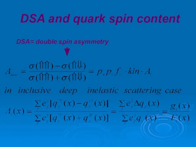 DSA and quark spin content DSA= double spin asymmetry