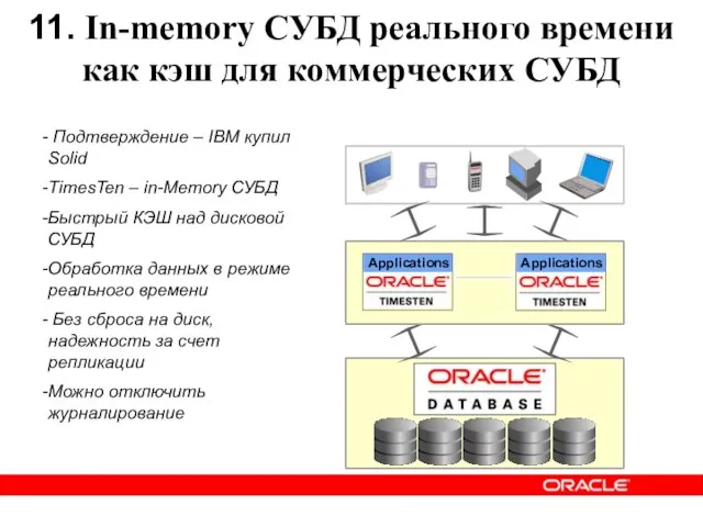 11. In-memory СУБД реального времени как кэш для коммерческих СУБД Подтверждение –