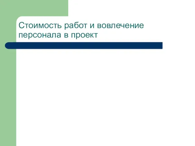 Стоимость работ и вовлечение персонала в проект