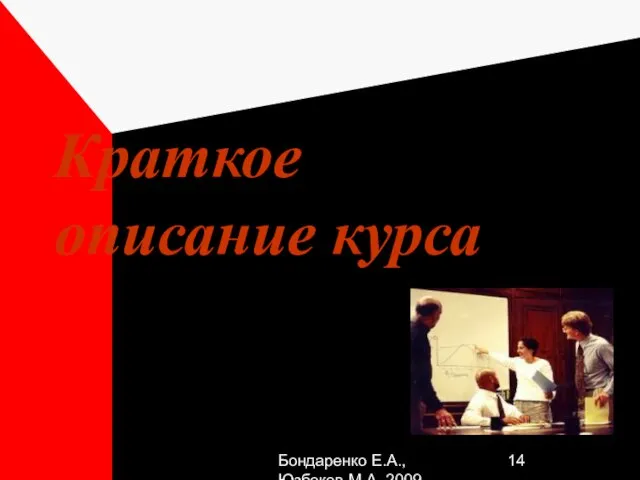 Бондаренко Е.А.,Юзбеков М.А.,2009 Краткое описание курса