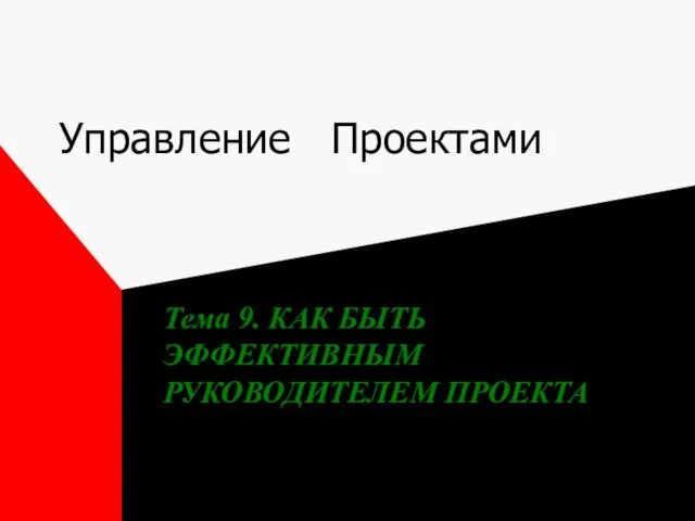 Управление Проектами Тема 9. КАК БЫТЬ ЭФФЕКТИВНЫМ РУКОВОДИТЕЛЕМ ПРОЕКТА