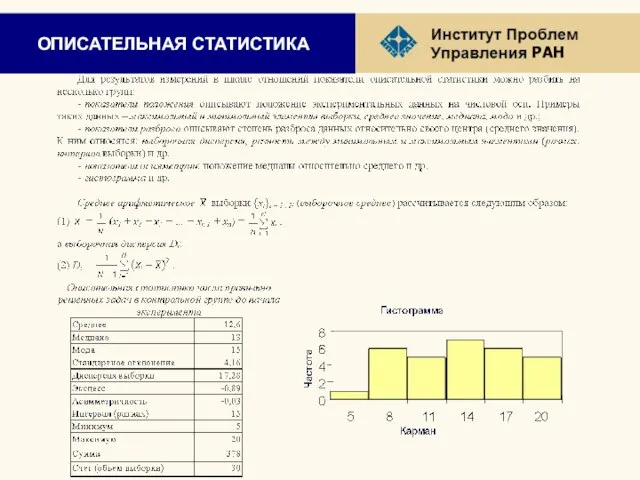 ОПИСАТЕЛЬНАЯ СТАТИСТИКА