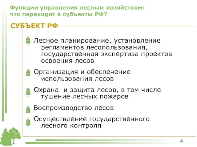 Функции управления лесным хозяйством: что переходит в субъекты РФ? Лесное планирование, установление