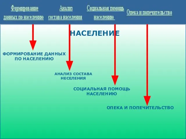 НАСЕЛЕНИЕ ФОРМИРОВАНИЕ ДАННЫХ ПО НАСЕЛЕНИЮ АНАЛИЗ СОСТАВА НЕСЕЛЕНИЯ СОЦИАЛЬНАЯ ПОМОЩЬ НАСЕЛЕНИЮ ОПЕКА И ПОПЕЧИТЕЛЬСТВО