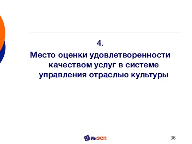 4. Место оценки удовлетворенности качеством услуг в системе управления отраслью культуры