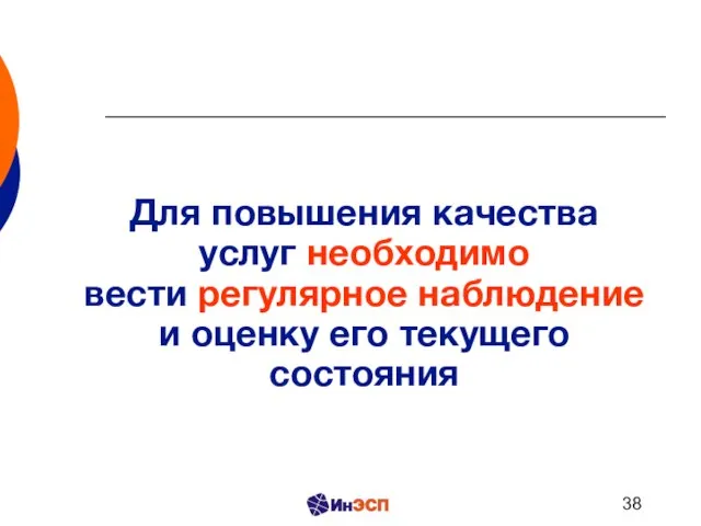 Для повышения качества услуг необходимо вести регулярное наблюдение и оценку его текущего состояния