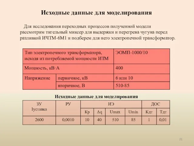 Для исследования переходных процессов полученной модели рассмотрим тигельный миксер для выдержки и