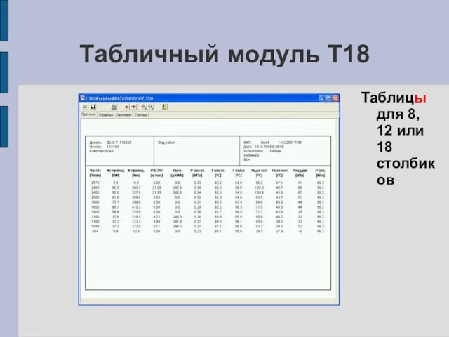 Табличный модуль T18 Таблицы для 8, 12 или 18 столбиков