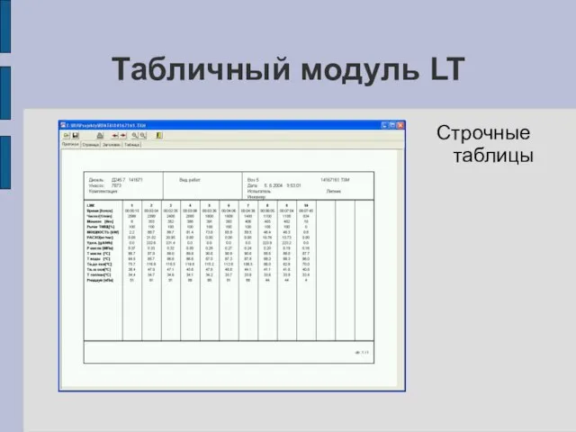 Табличный модуль LT Строчные таблицы