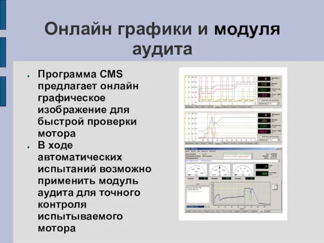 Онлайн графики и модуля аудита Программа CMS предлагает онлайн графическое изображение для