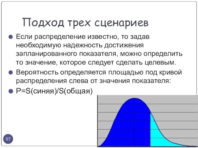 Если распределение известно, то задав необходимую надежность достижения запланированного показателя, можно определить