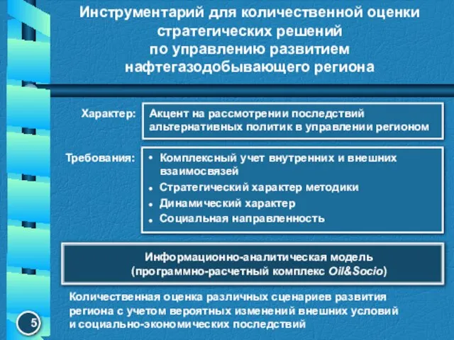 Инструментарий для количественной оценки стратегических решений по управлению развитием нафтегазодобывающего региона Информационно-аналитическая