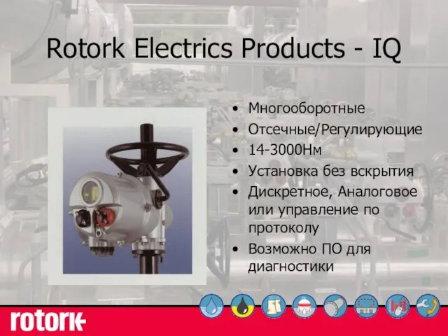 Rotork Electrics Products - IQ Многооборотные Отсечные/Регулирующие 14-3000Нм Установка без вскрытия Дискретное,