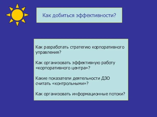 Как добиться эффективности? Как разработать стратегию корпоративного управления? Как организовать эффективную работу