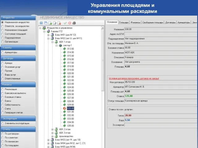 Управления площадями и коммунальными расходами