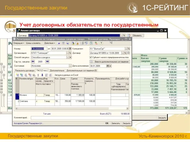 Государственные закупки Учет договорных обязательств по государственным закупкам Государственные закупки Усть-Каменогорск 2010