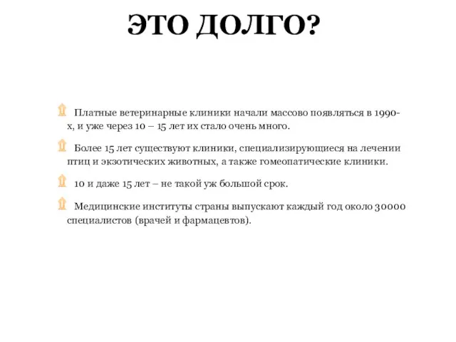 ЭТО ДОЛГО? Платные ветеринарные клиники начали массово появляться в 1990-х, и уже