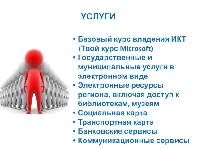 УСЛУГИ Базовый курс владения ИКТ (Твой курс Microsoft) Государственные и муниципальные услуги