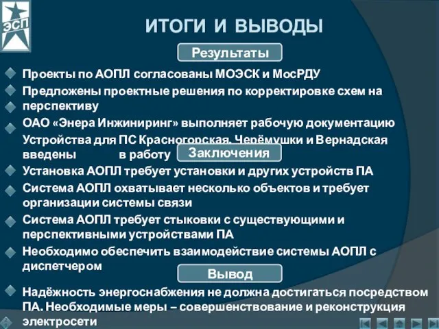 Проекты по АОПЛ согласованы МОЭСК и МосРДУ Предложены проектные решения по корректировке