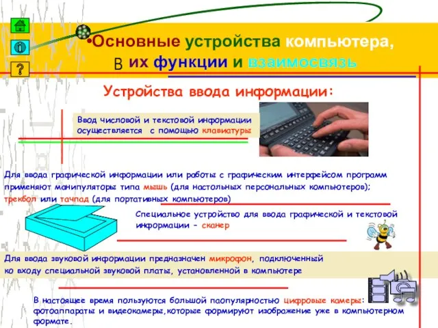 Основные устройства компьютера, их функции и взаимосвязь Устройства ввода информации: Ввод числовой