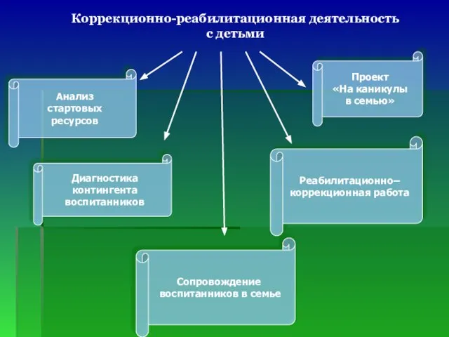 Коррекционно-реабилитационная деятельность с детьми Анализ стартовых ресурсов Диагностика контингента воспитанников Сопровождение воспитанников