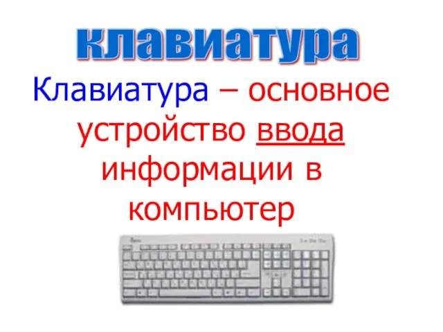 Клавиатура – основное устройство ввода информации в компьютер клавиатура