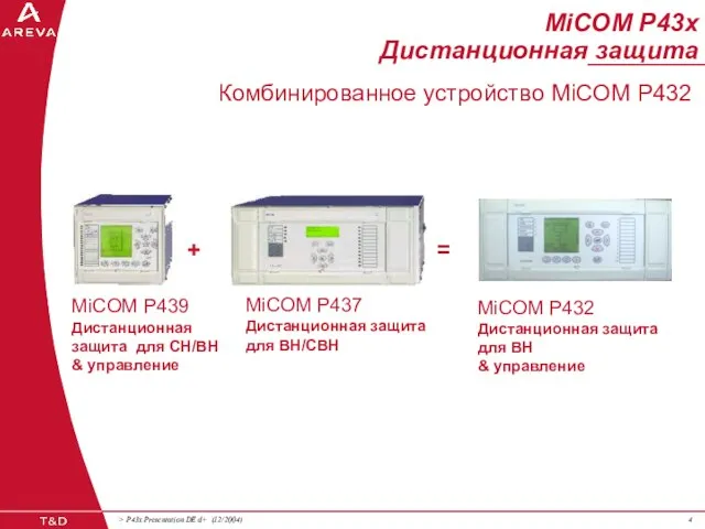 MiCOM P43x Дистанционная защита Комбинированное устройство MiCOM P432 MiCOM P437 Дистанционная защита