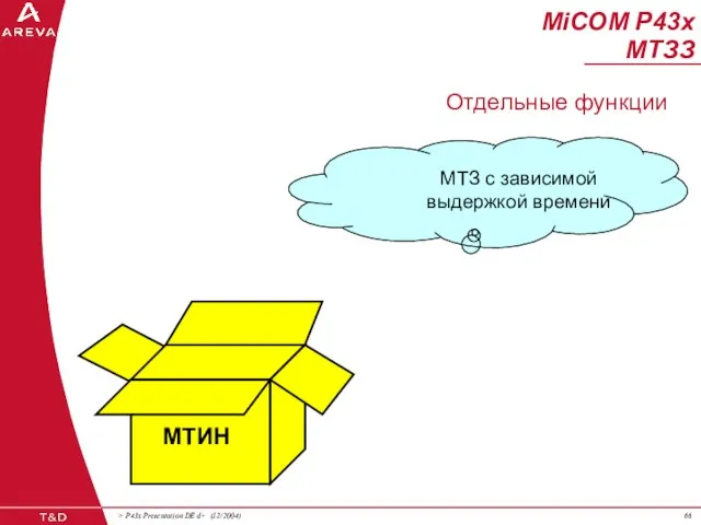 МТИН МТЗ с зависимой выдержкой времени MiCOM P43x МТЗЗ Отдельные функции