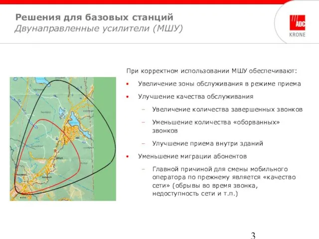 Решения для базовых станций Двунаправленные усилители (МШУ) При корректном использовании МШУ обеспечивают: