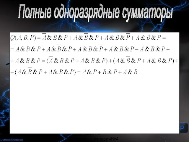 _______id381 г. Мурманск, гимназия№4 Полные одноразрядные сумматоры