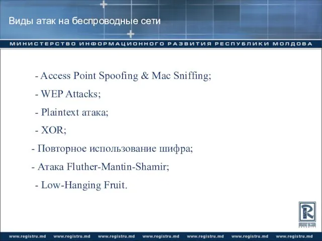 Виды атак на беспроводные сети - Access Point Spoofing & Mac Sniffing;