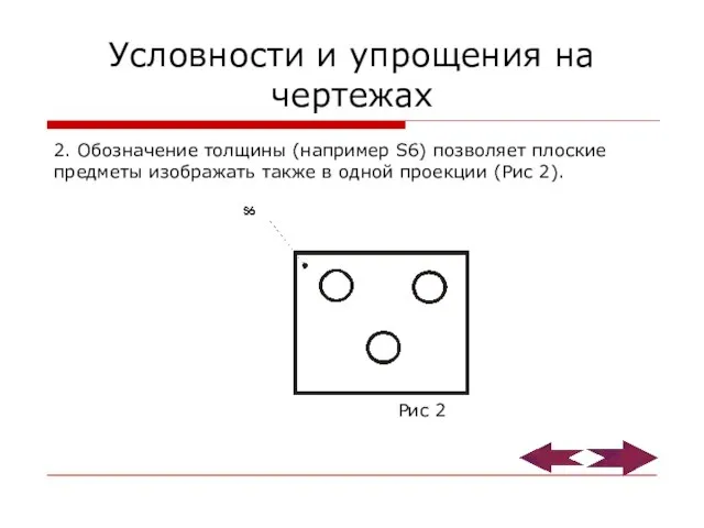 Условности и упрощения на чертежах 2. Обозначение толщины (например S6) позволяет плоские