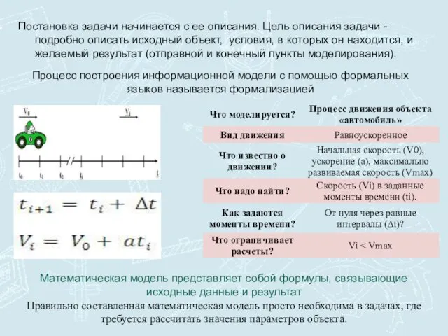 Постановка задачи начинается с ее описания. Цель описания задачи - подробно описать