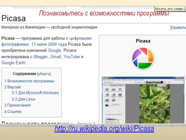 http://ru.wikipedia.org/wiki/Picasa Познакомьтесь с возможностями программы